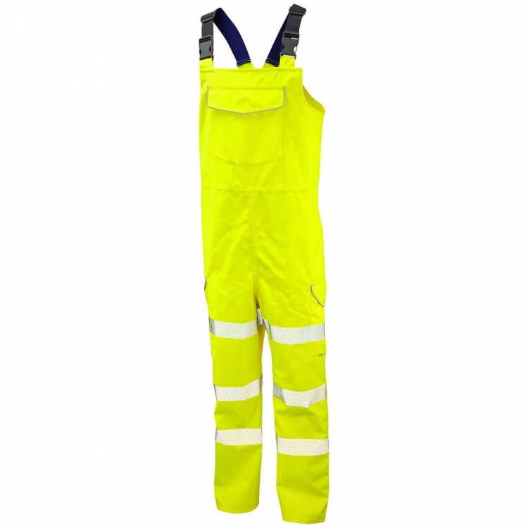 Leo Workwear BB01-Y Northam Hi Vis ISO Class 2 Bib and Brace Ecoviz 10K Yellow